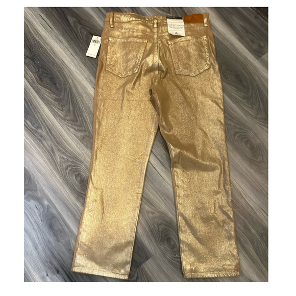 Lauren by Ralph Lauren High Rise Comfort Straight Jeans Belle Wash Metallic Gold - Picture 9 of 10